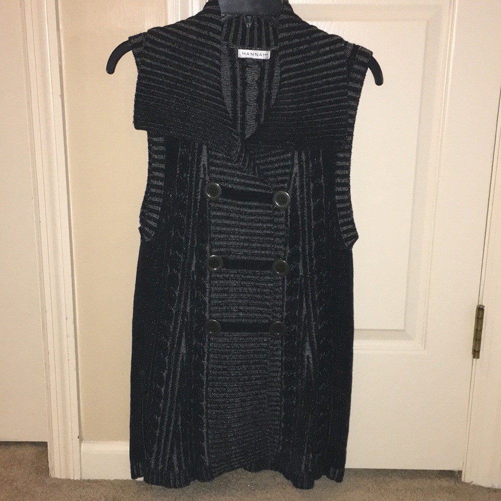 Grey Double-Breasted Sweater Vest